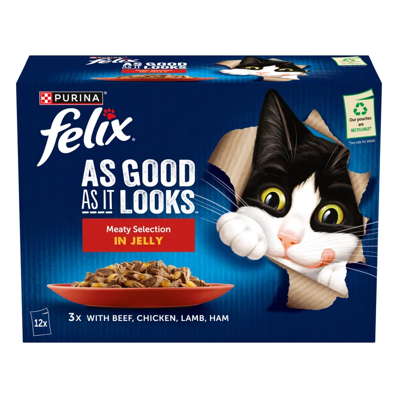 Felix As Good As It Looks 12 x 85g - Voucher available Meaty Selection in Jelly (Beef, Chicken, Lamb & Ham) - Image 3