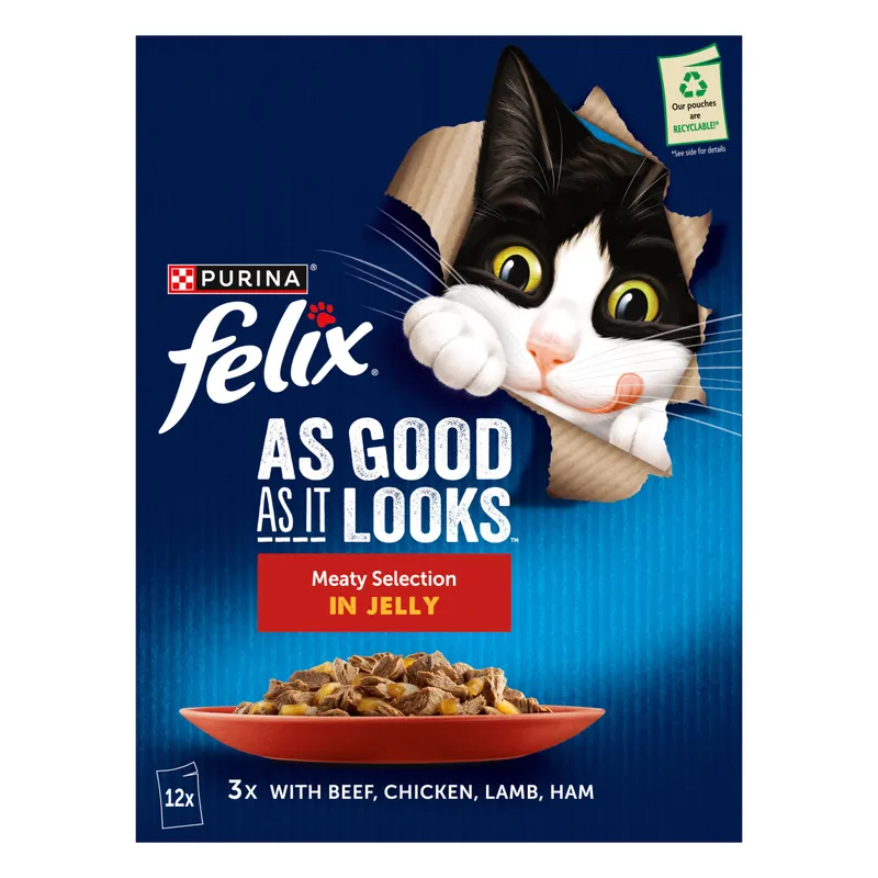 Felix As Good As It Looks 12 x 85g - Voucher available Meaty Selection in Jelly (Beef, Chicken, Lamb & Ham) - Image 4