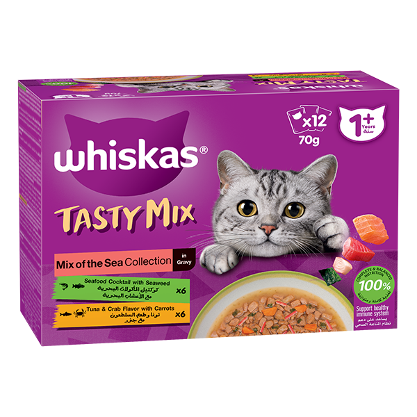 Whiskas® Tasty Mix 1+ Years Mix of the Sea Collection in Gravy Multipack