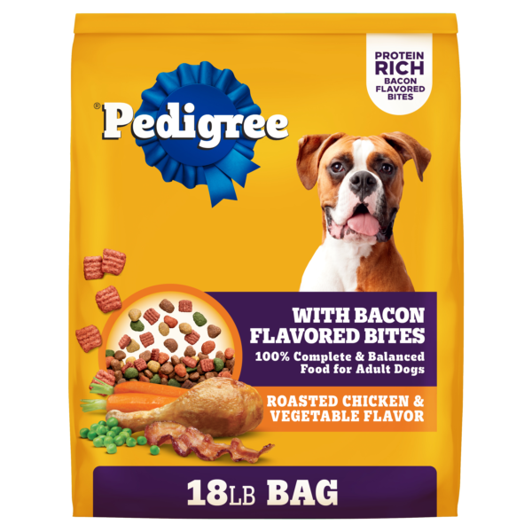 Adult Dry Dog Food With Bacon Flavored Bites, Roasted Chicken & Vegetable